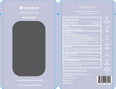 Label - Touchland Hand Sanitizer   UNSCENTED